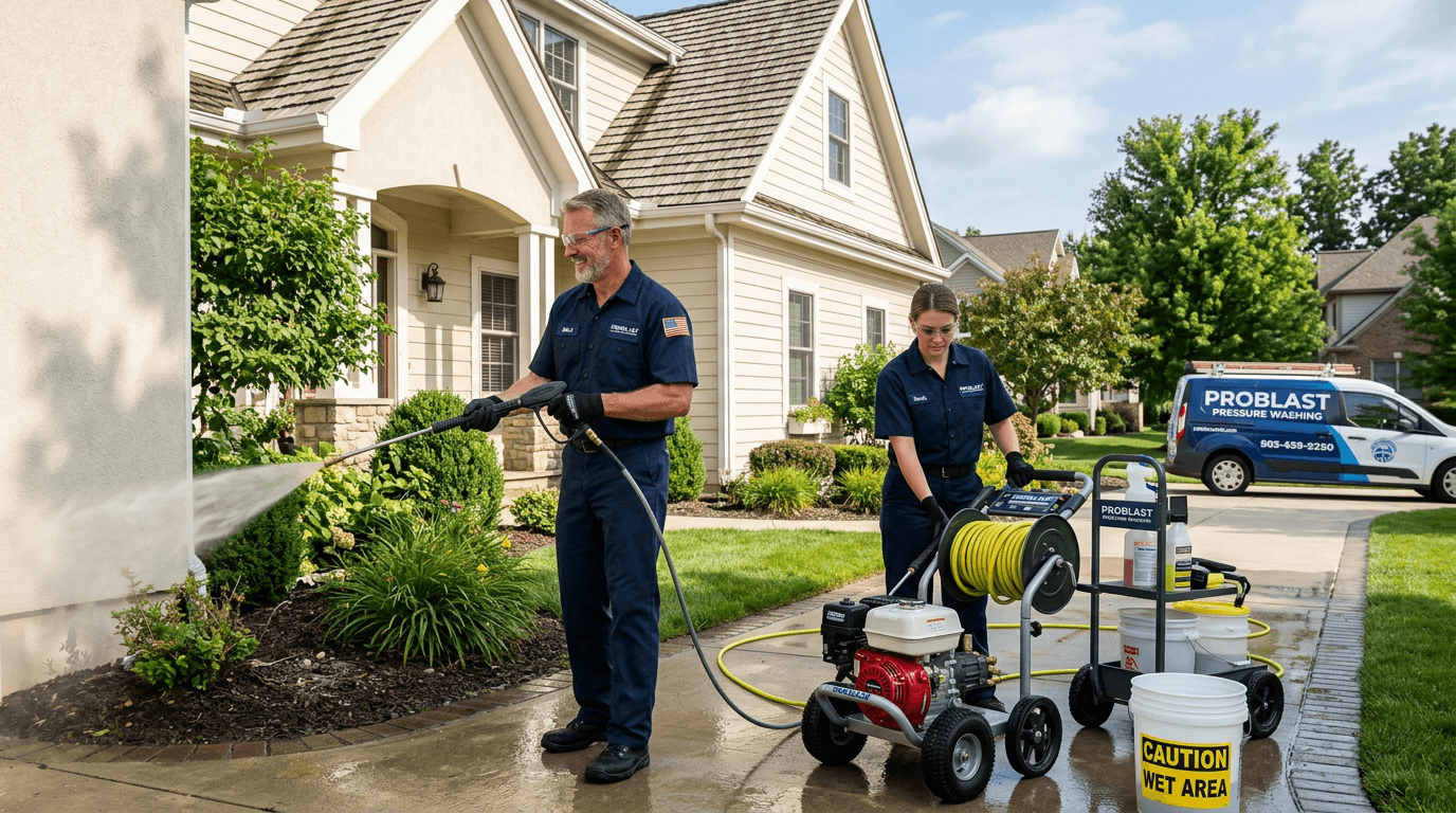 D&R Powerwashing professional team at work